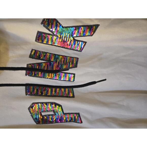 Victoria's Secret PINK Women's White cowl neck with Sequin Logo - Picture 3 of 4